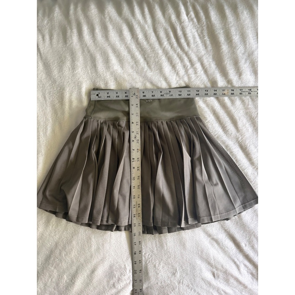 VSX Victoria's Secret Pleated Tennis Skort Olive Green Mesh Athletic Skirt Med - Picture 5 of 5